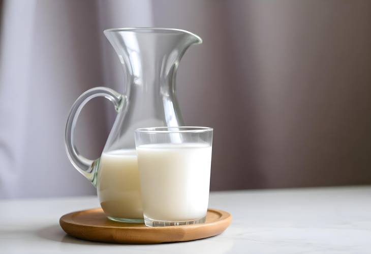 Creamy Milk in Glass Jug and Glass